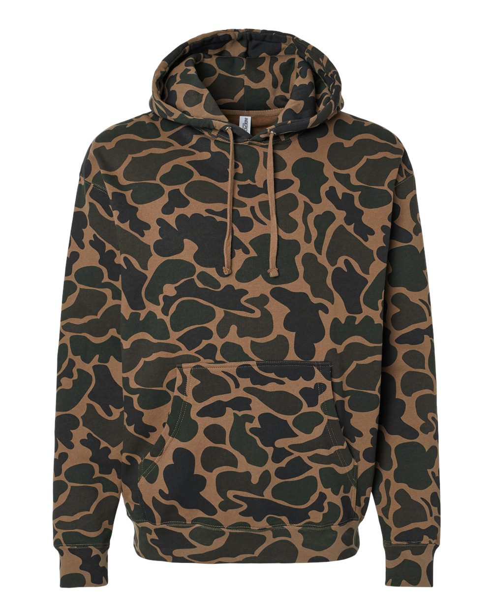 Camouflage hoodie on a white background. Duck camo hoodie