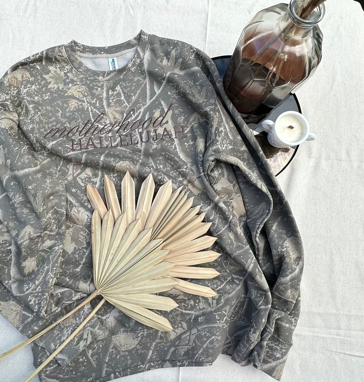 Motherhood Hallelujah Camo Crewneck